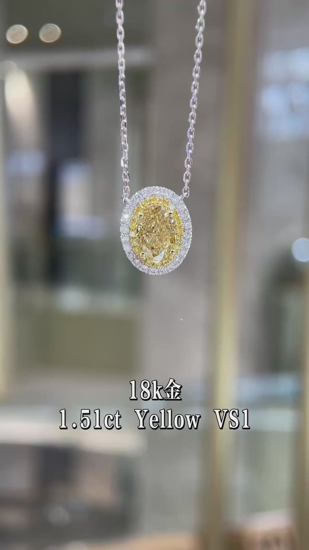 Oval Cut Yellow Diamond Halo Collarbone Necklace Minimalist Luxury Design Everyday Wear Jewelry
